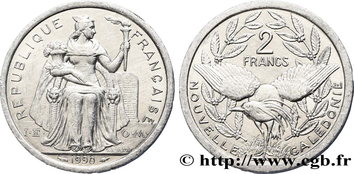 NEW CALEDONIA 2 Francs I.E.O.M. 1990 Paris AU 