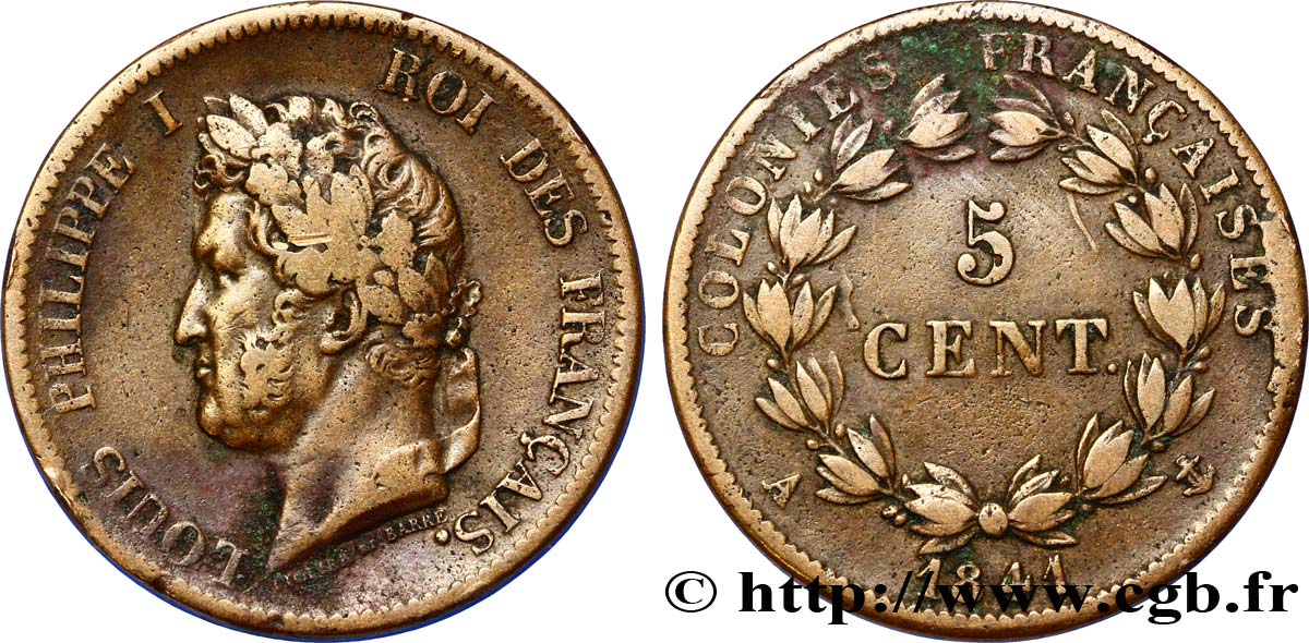 COLONIAS FRANCESAS - Louis-Philippe para Guadalupe 5 Centimes Louis Philippe Ier 1841 Paris - A BC 