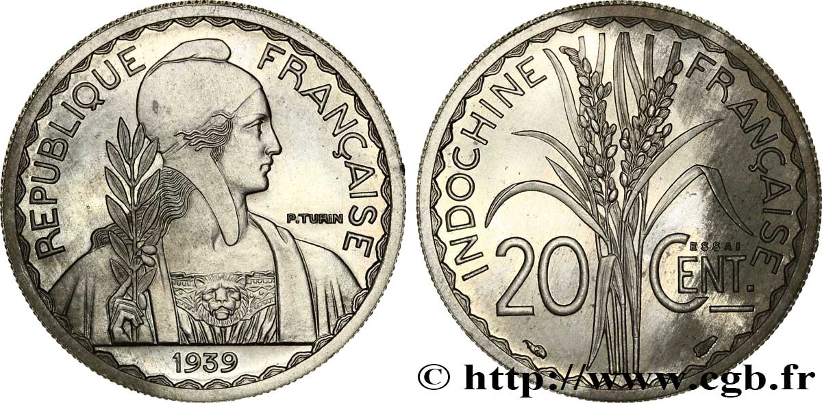 FRENCH INDOCHINA Pré-série avec le mot Essai de 20 Centièmes 1939 Paris MS 