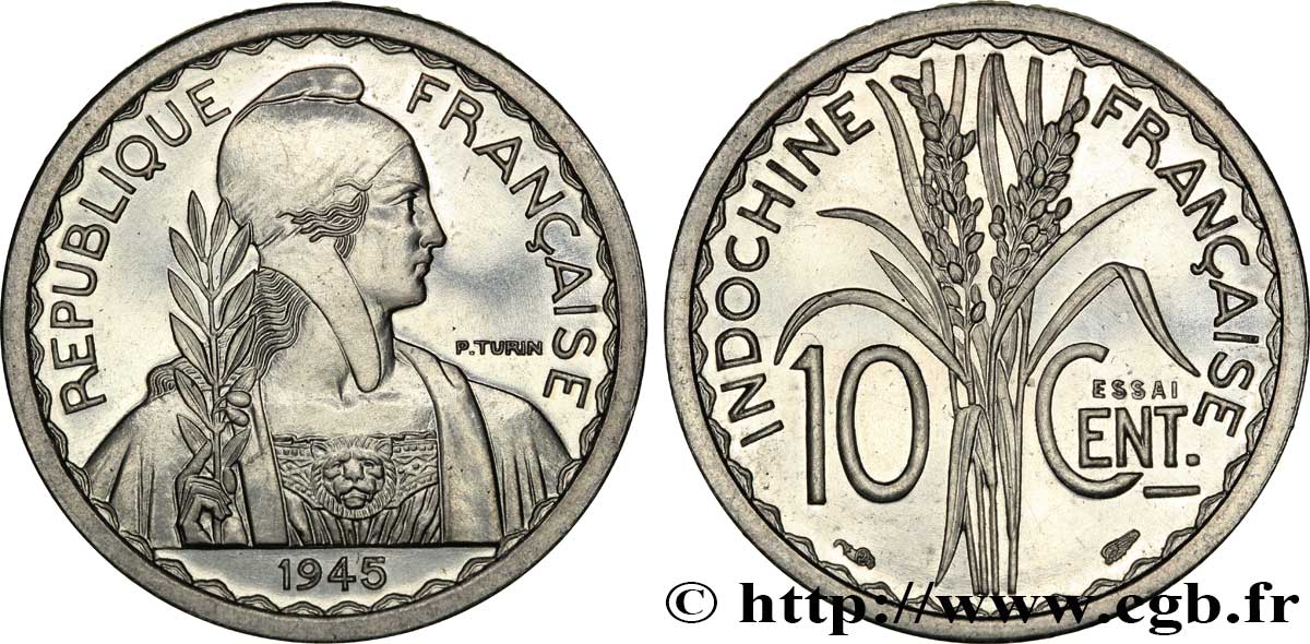 FRENCH INDOCHINA Essai de 10 Centièmes 1945 Paris MS 