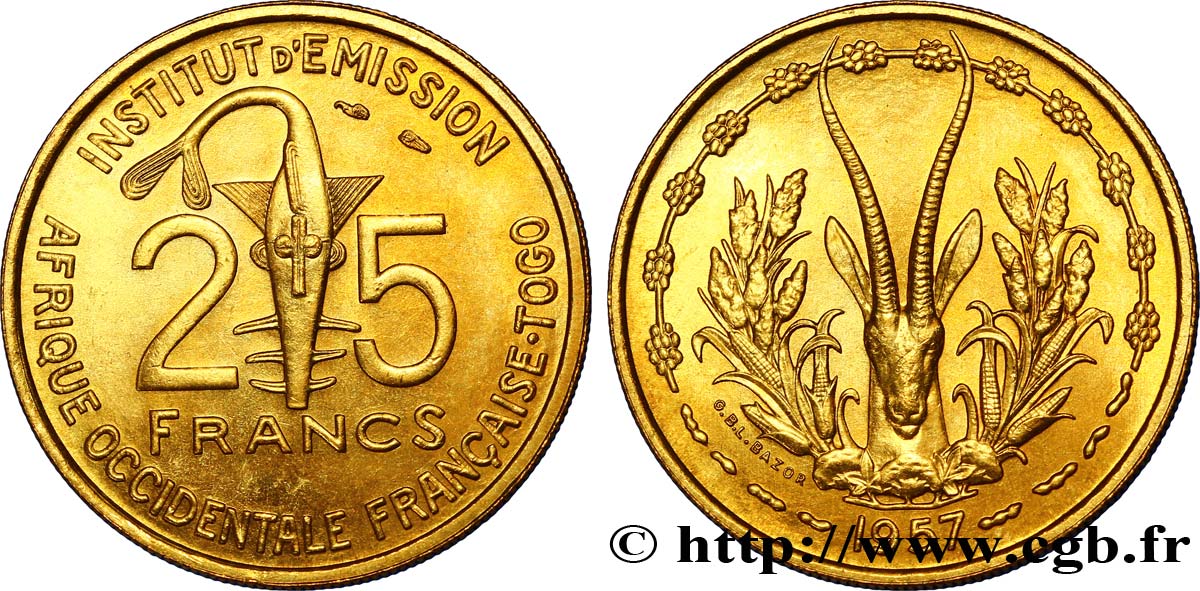 AFRICA FRANCESA DEL OESTE - TOGO 25 Francs 1957 Paris FDC 