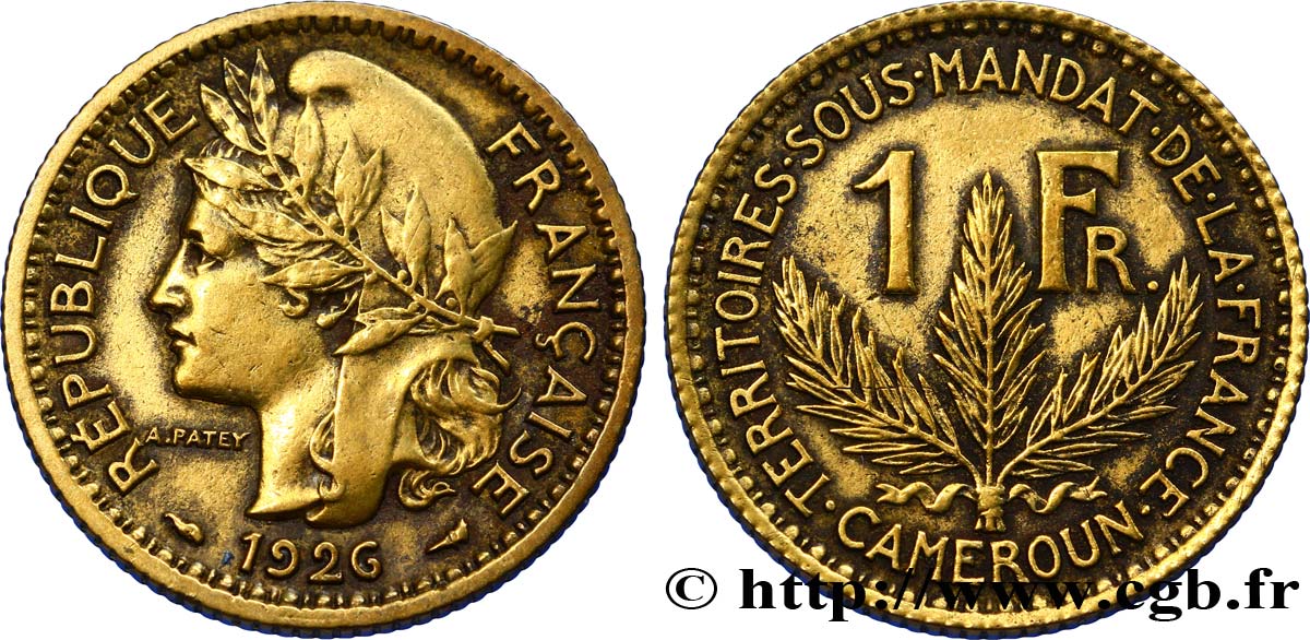 CAMERUN - Mandato Francese 1 Franc 1926 Paris BB 