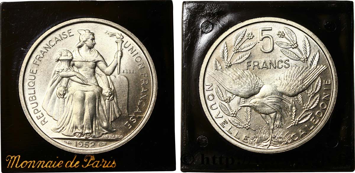 NUEVA CALEDONIA Essai de 5 Francs 1952 Paris FDC 
