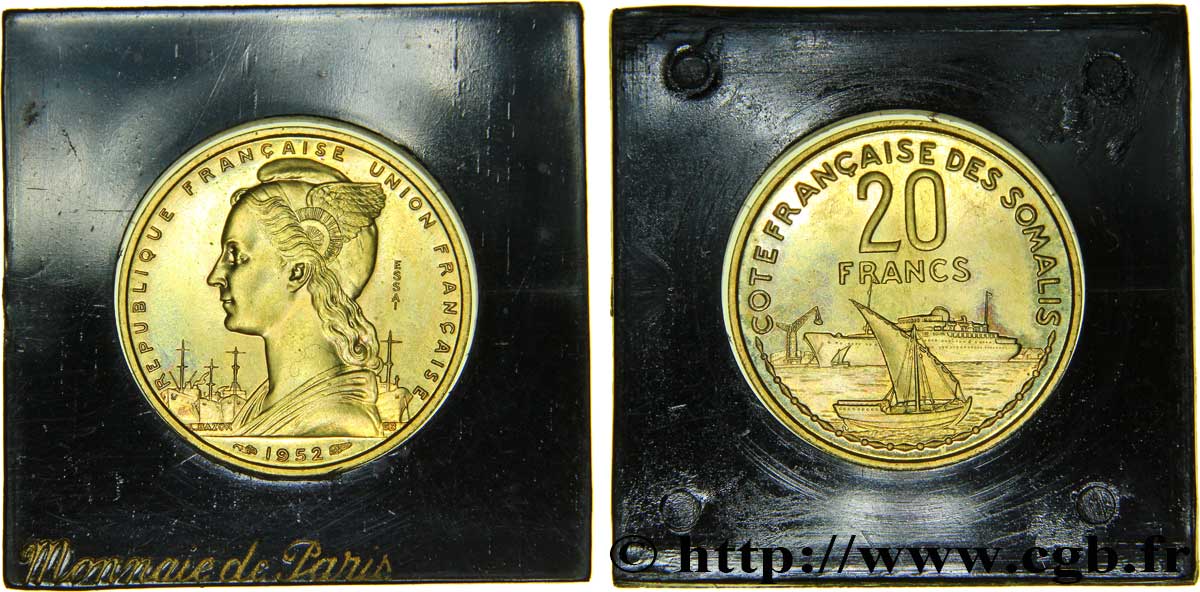 FRANZÖSISCHE SOMALILAND Essai de 20 Francs 1952 Paris fST 