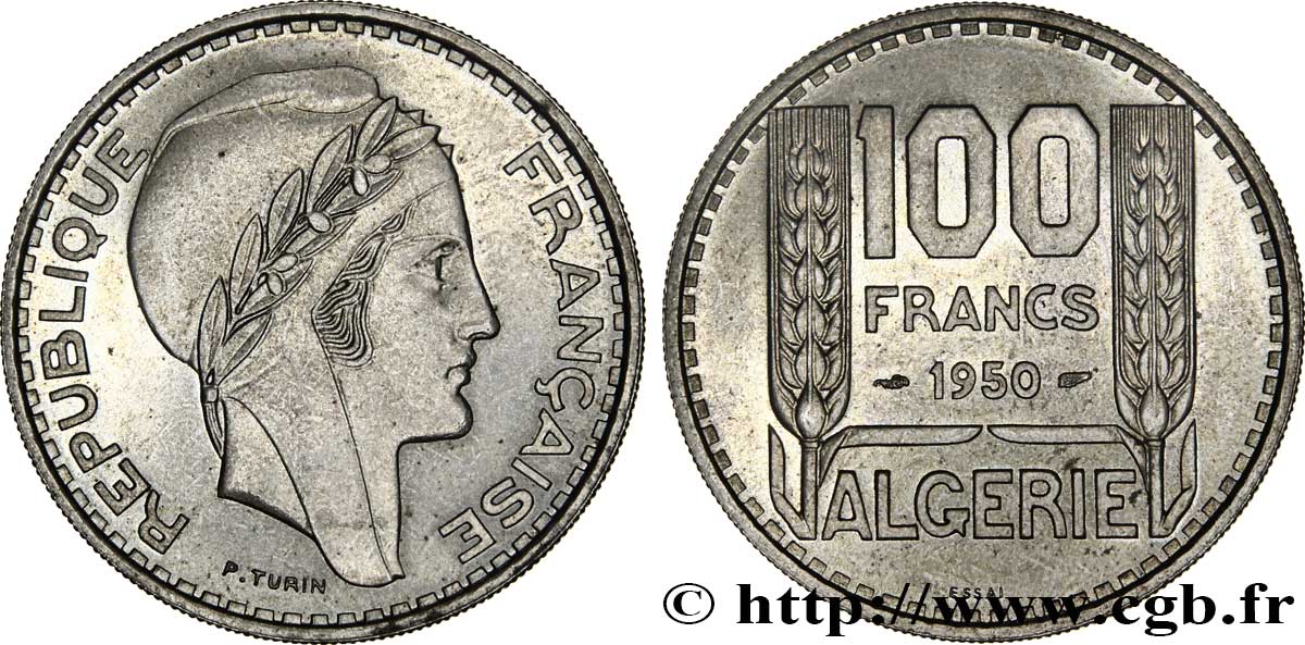 ARGELIA Essai 100 Francs Turin 1950  FDC 