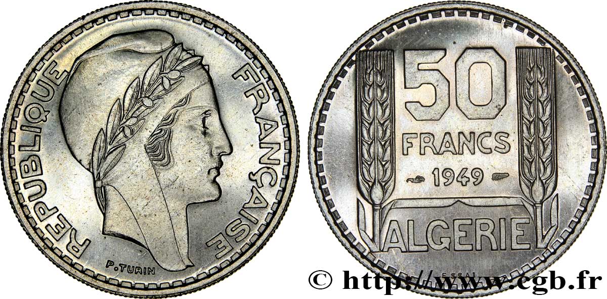 ARGELIA Essai 50 Francs Turin 1949  FDC 