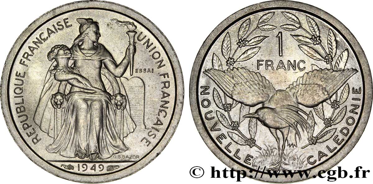 NUEVA CALEDONIA Essai de 1 Franc 1949 Paris FDC 