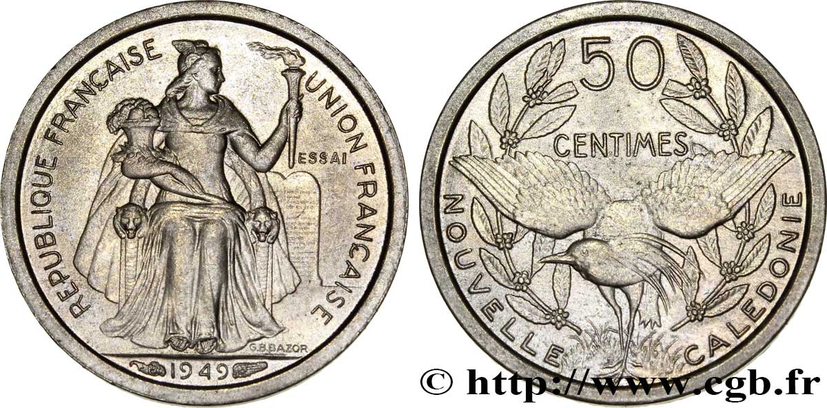 NEW CALEDONIA Essai de 50 Centimes 1949 Paris MS 