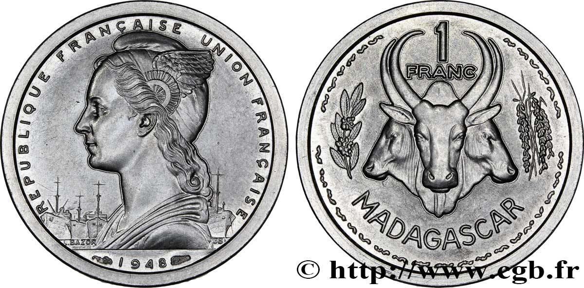 MADAGASKAR - FRANZÖSISCHE UNION 1 Franc Union Française 1953 Paris ST 