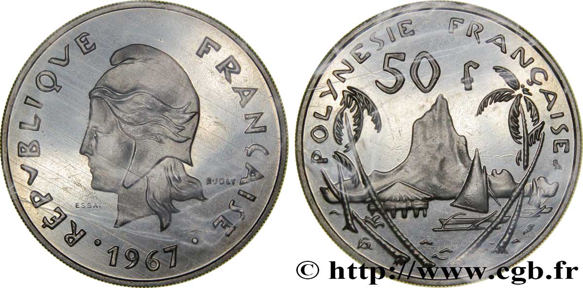 FRANZÖSISCHE-POLYNESIEN Essai de 50 Francs 1967 Paris ST70 