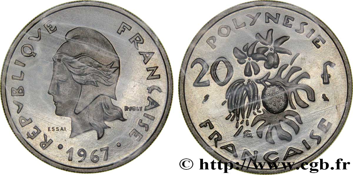 POLINESIA FRANCESA Essai de 20 Francs 1967 Paris FDC70 