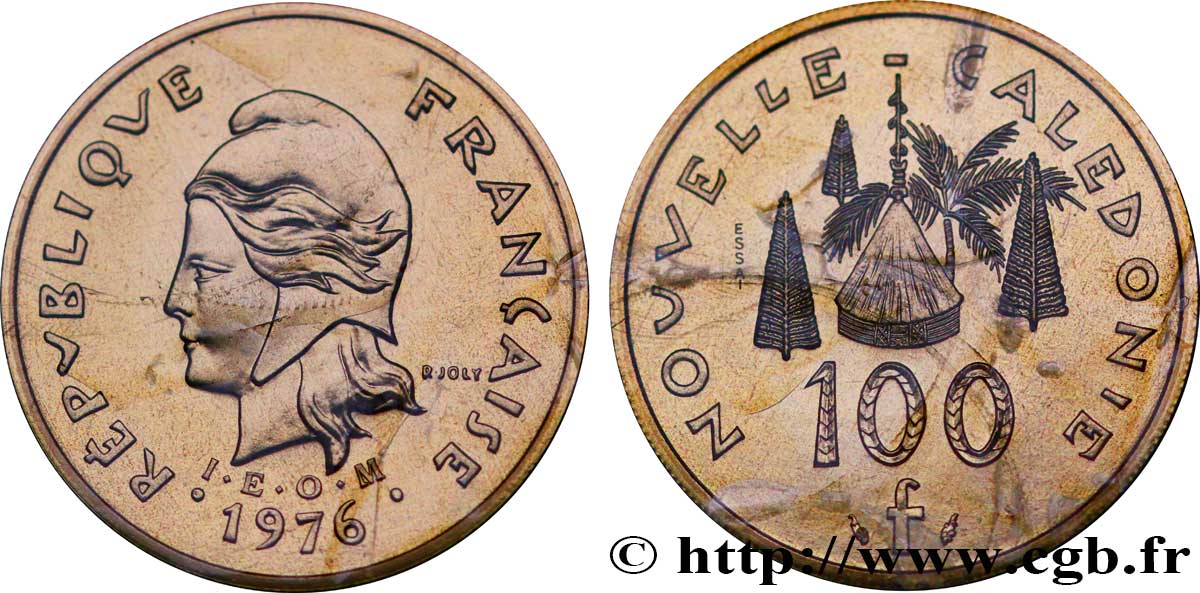 NEUKALEDONIEN Essai de 100 Francs IEOM 1976 Paris ST 