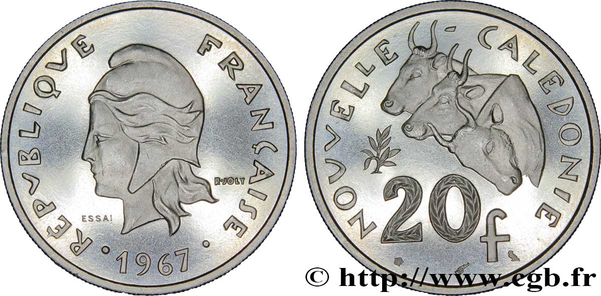 NUEVA CALEDONIA Essai de 20 Francs 1967 Paris FDC 