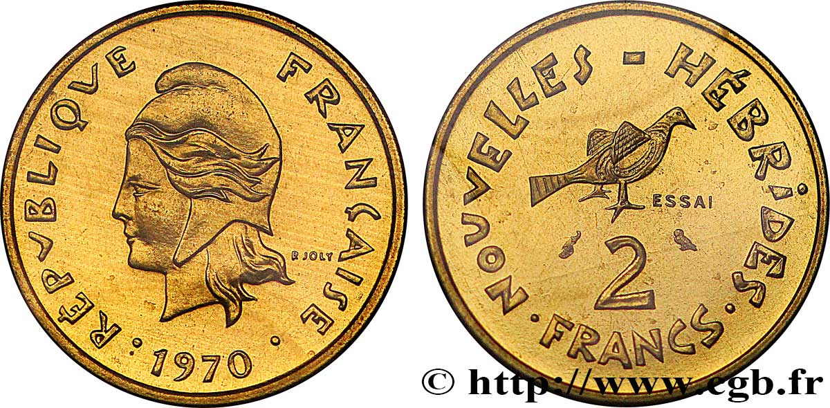 NEUE HEBRIDEN (VANUATU ab 1980) Essai de 2 Francs 1970 Paris ST70 
