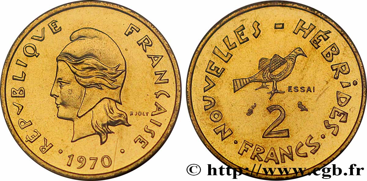 NUOVO EBRIDI (VANUATU dopo1980) Essai de 2 Francs 1970 Paris FDC70 