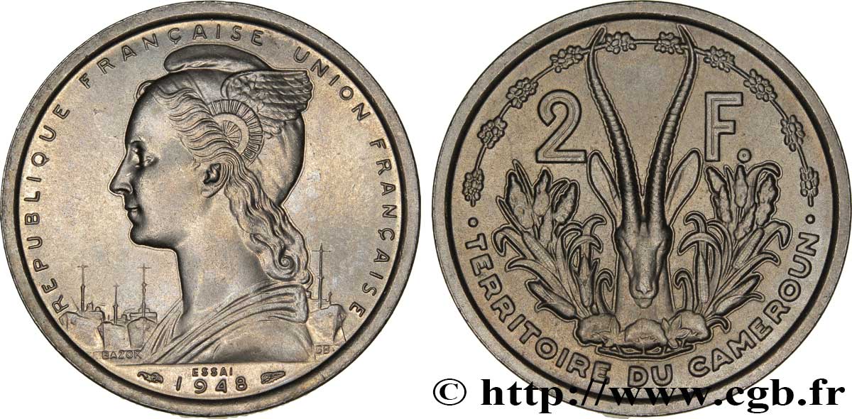 CAMERUN - UNIóN FRANCESA  Essai de 2 Francs 1948 Paris FDC 