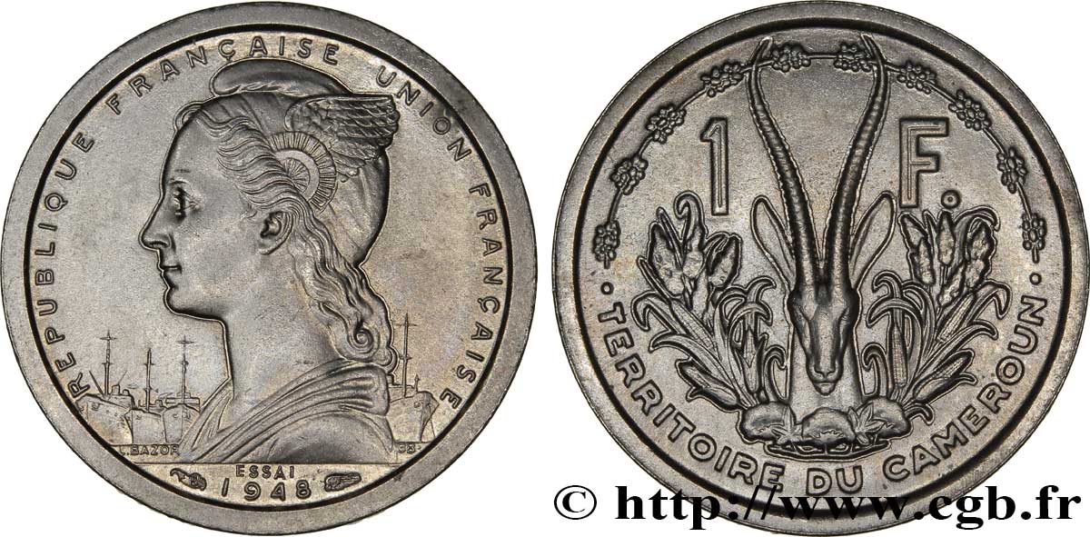 CAMERUN - UNIóN FRANCESA  Essai de 1 Franc 1948 Paris FDC 