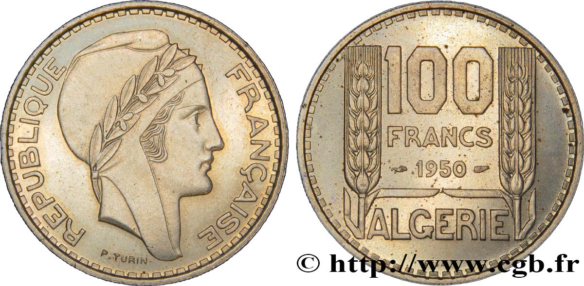ALGERIA Essai 100 Francs Turin 1950  MS 