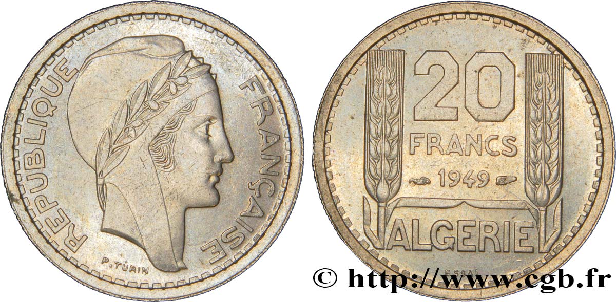 ALGERIEN Essai 20 Francs Turin 1950  ST 