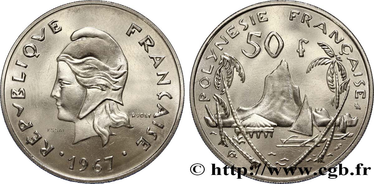 POLINESIA FRANCESE Essai de 50 Francs Marianne 1967 Paris FDC 