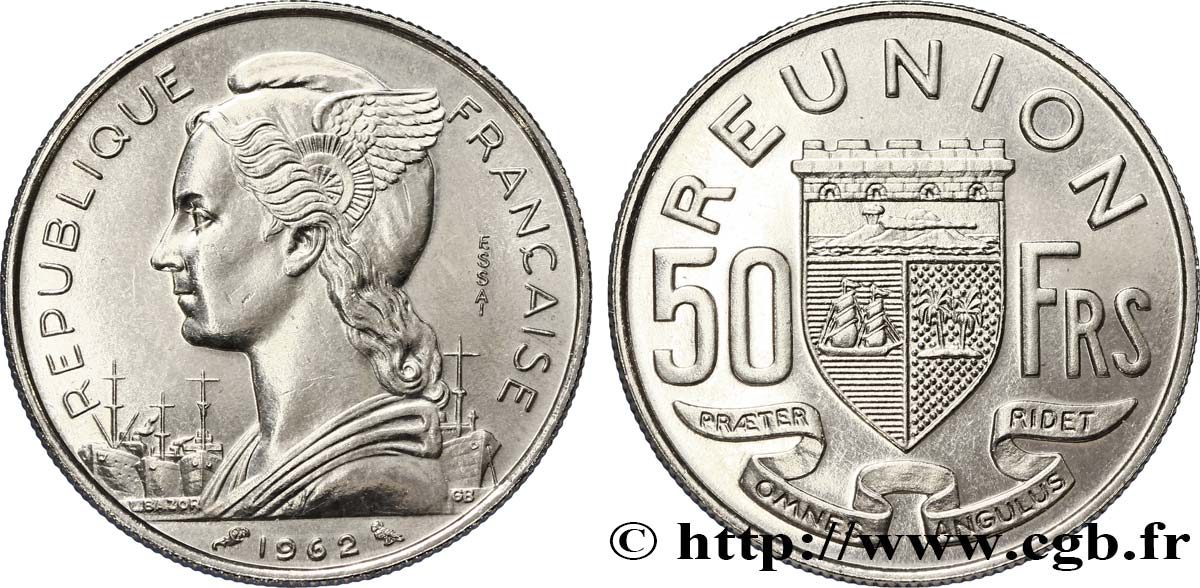 ÎLE DE LA RÉUNION Essai de 50 Francs  1962 Paris FDC 