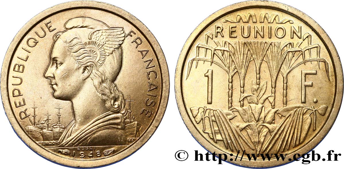 REUNION ISLAND Essai de 1 Franc 1948 Paris MS 