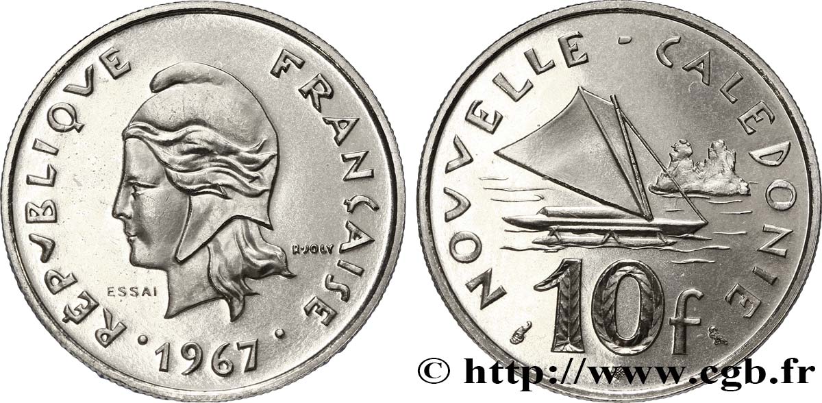 NOUVELLE CALÉDONIE Essai de 10 Francs Marianne / voilier 1967 Paris FDC 