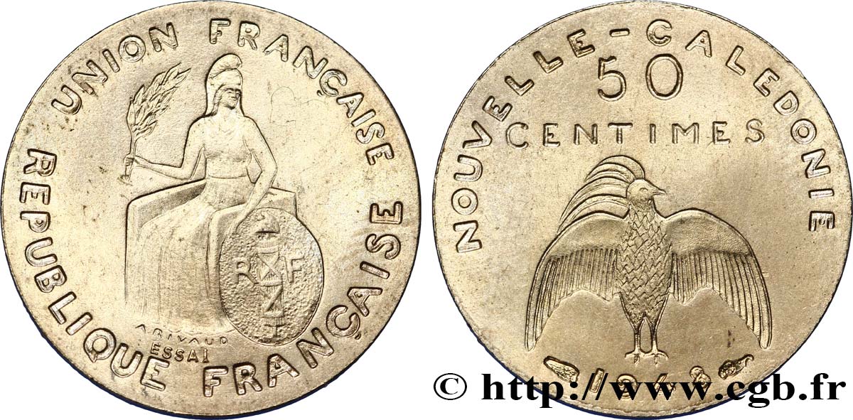 NUOVA CALEDONIA Essai de 50 Centimes sans listel 1948 Paris FDC 