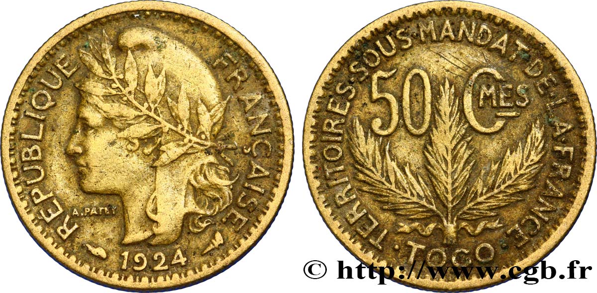 TOGO - MANDATO FRANCESE 50 Centimes 1924 Paris q.SPL 