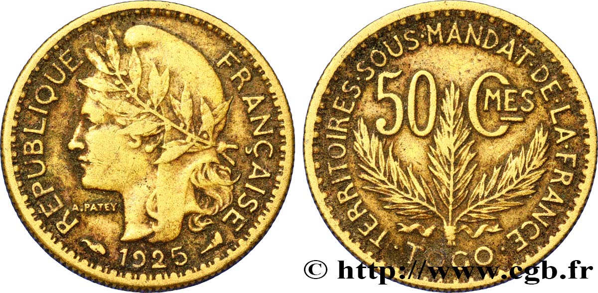 TOGO - MANDATO FRANCESE 50 Centimes 1925 Paris BB 