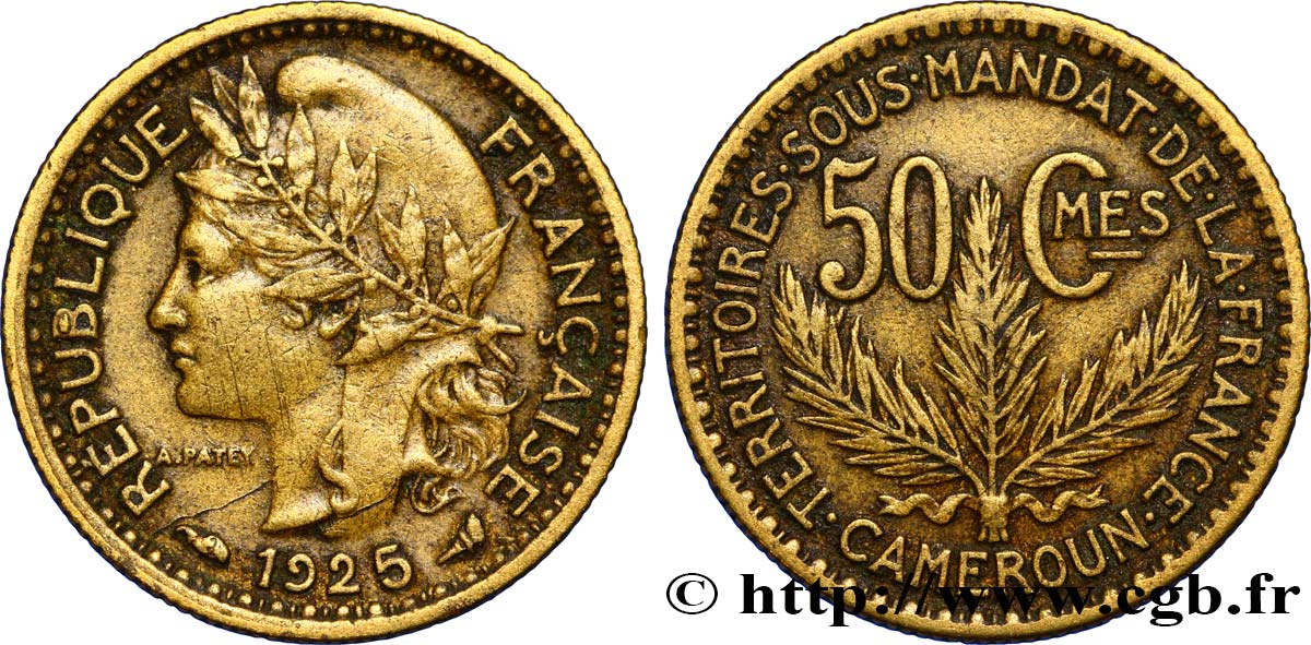 CAMERUN - Territorios sobre mandato frances 50 Centimes 1925 Paris MBC+ 