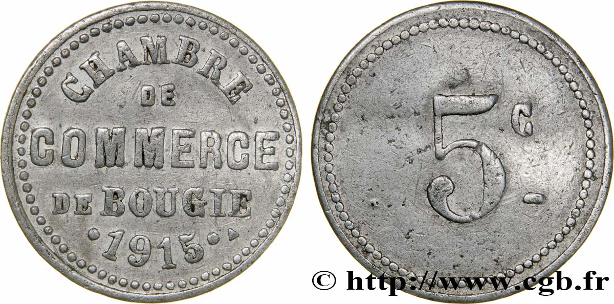 ALGERIA 5 Centimes Chambre de Commerce de Bougie 1915  VF 