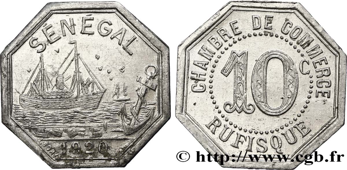 FRENCH AFRICA - SENEGAL 10 Centimes Chambre de Commerce Rufisque 1920  AU 