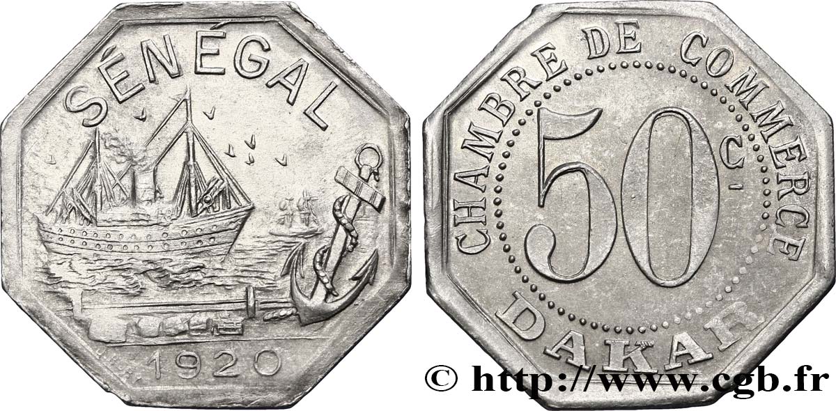 FRENCH AFRICA - SENEGAL 50 Centimes Chambre de Commerce Dakar 1920  AU 