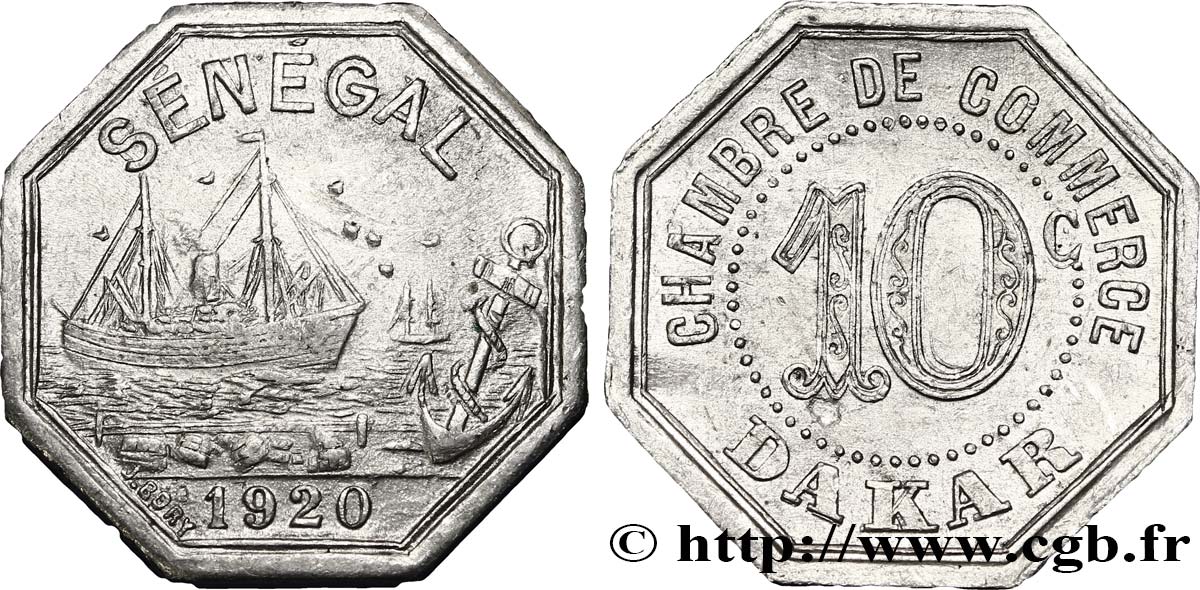 AFRIQUE FRANÇAISE - SÉNÉGAL 10 Centimes Chambre de Commerce Rufisque 1920  SUP 