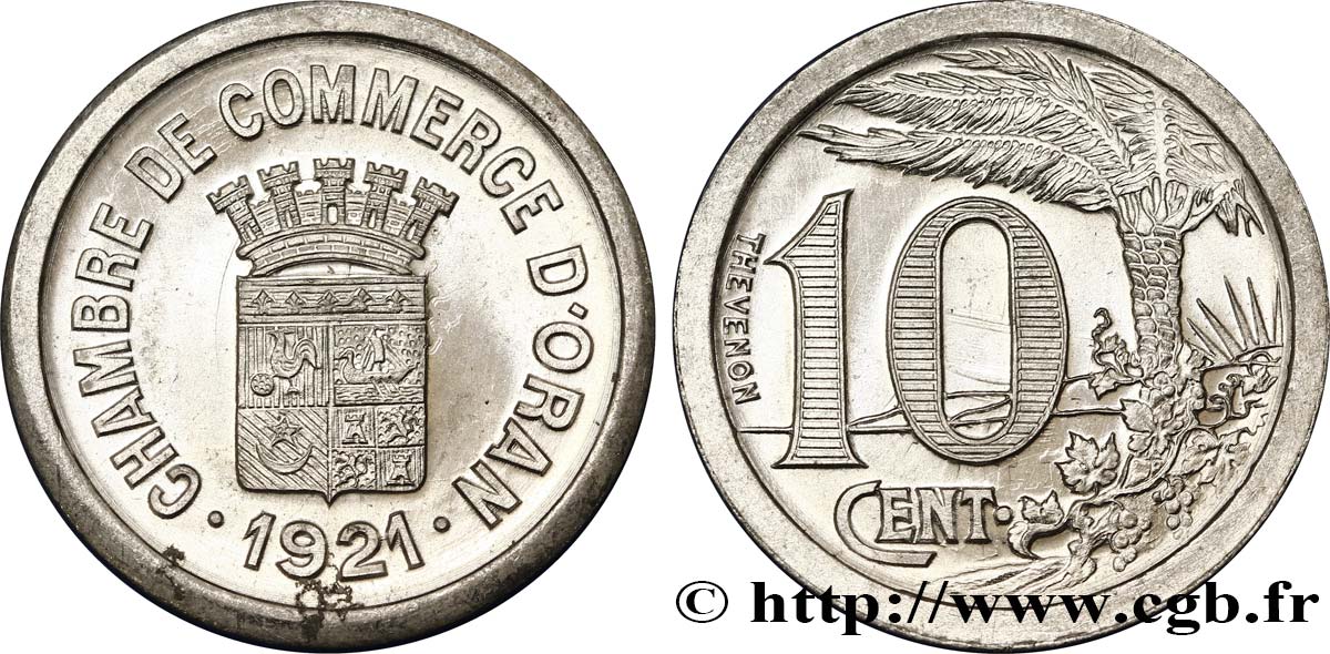 ALGERIA 10 Centimes Chambre de Commerce d’Oran 1921  MS 