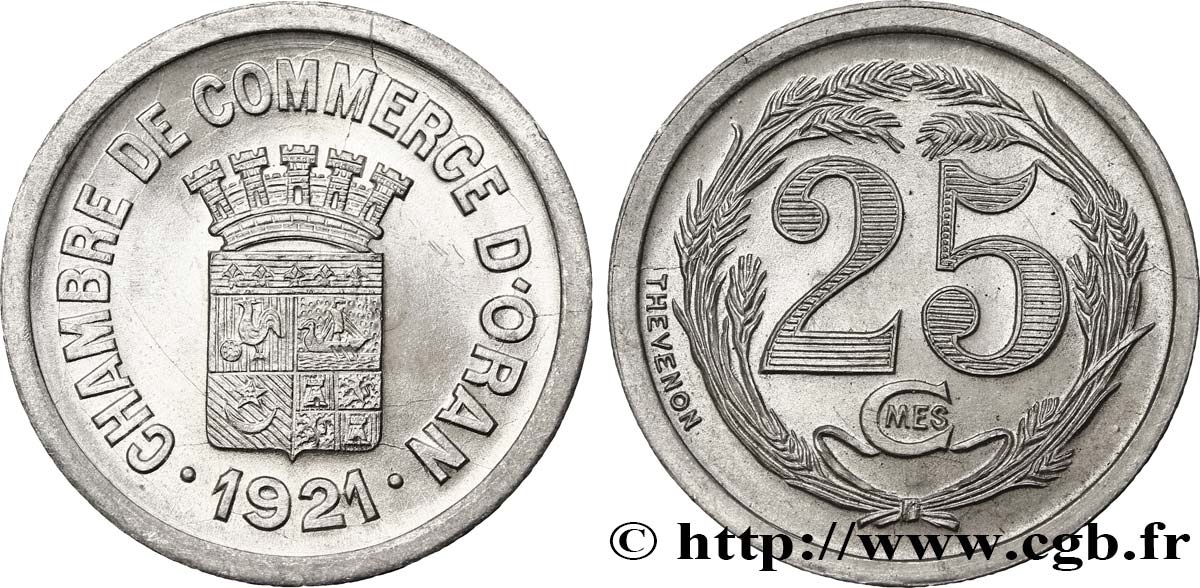 ALGERIA 25 Centimes Chambre de Commerce d’Oran 1921  MS 