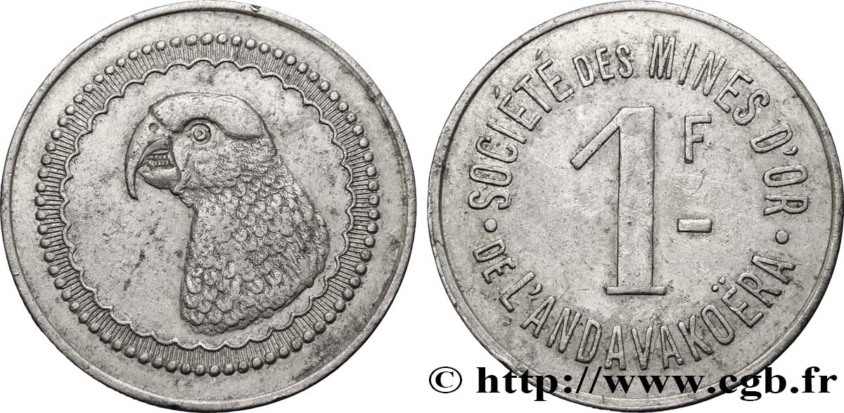 MADAGASKAR 1 Franc Mines d’or de l’Andavakoera N.D.  SS 