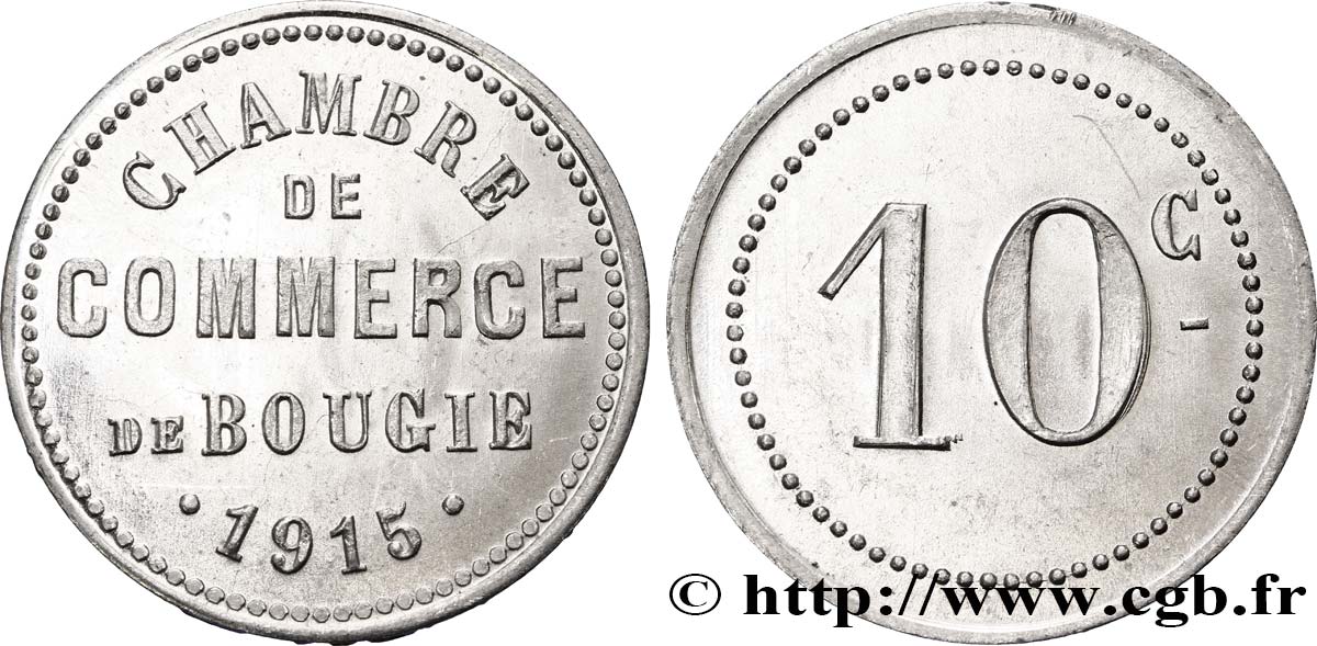 ALGERIA 10 Centimes Chambre de Commerce de Bougie 1915  MS 