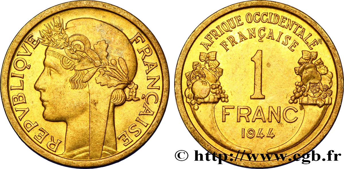 AFRICA OCCIDENTALE FRANCESA  1 Franc Morlon 1944 Londres MS 