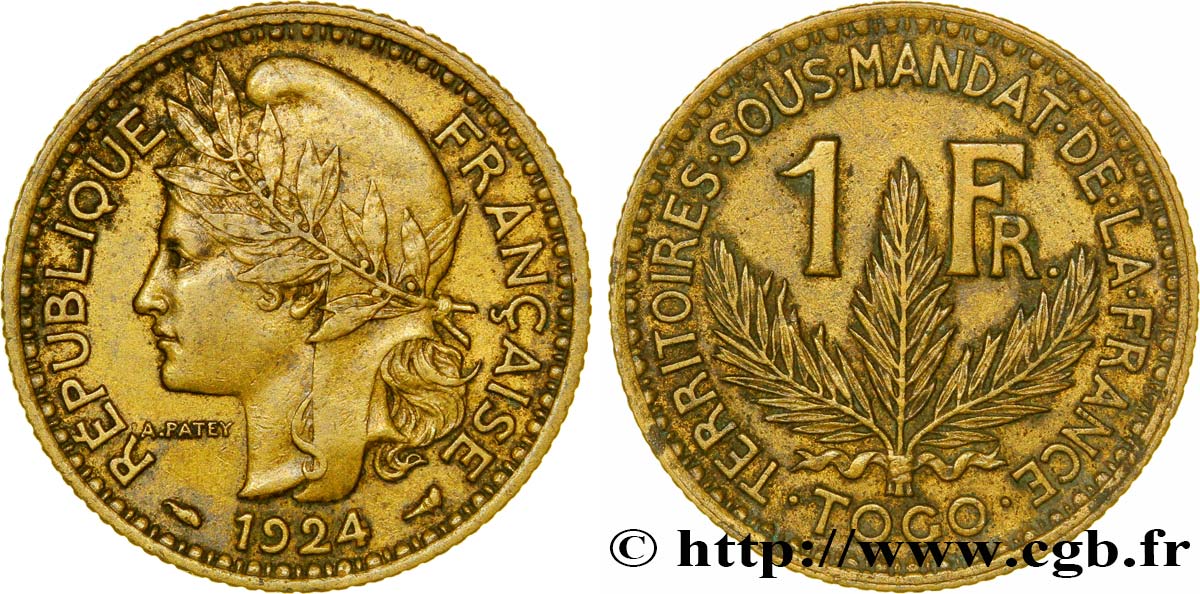TOGO - MANDATO FRANCESE 1 Franc 1924 Paris q.SPL 