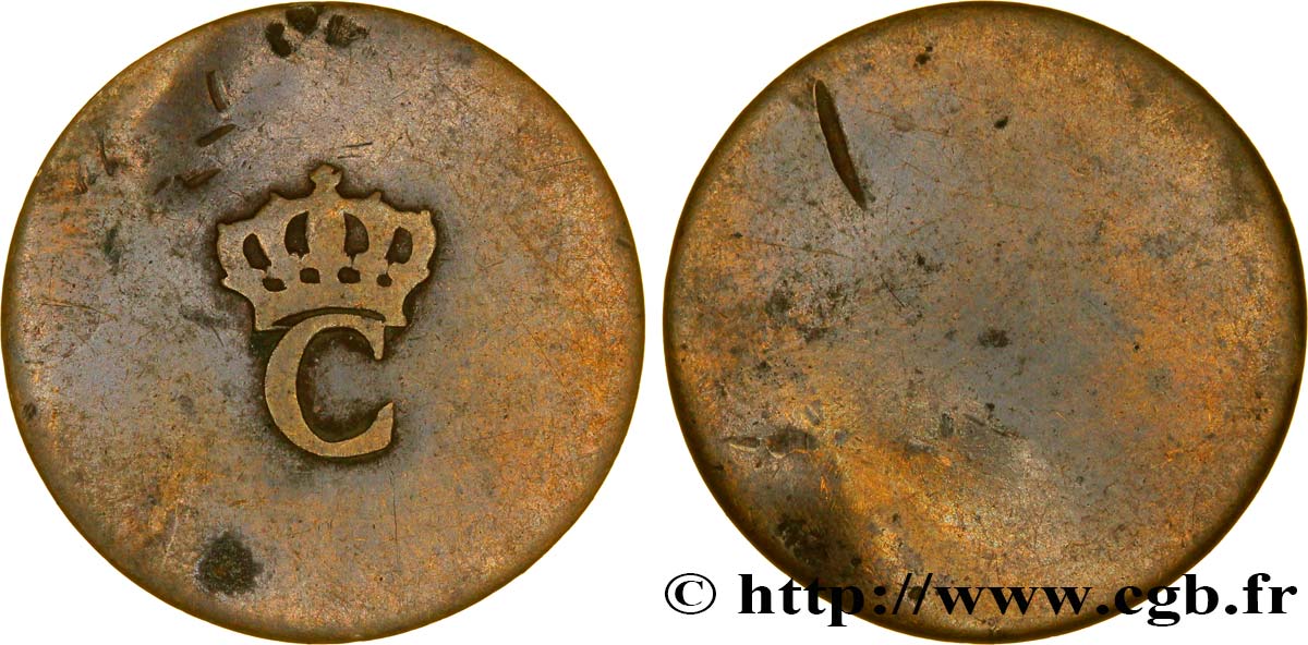 COLONIAS FRANCESAS - LOUIS XVI 1 Sol Tampé ou Estampé (sous marqué) 1er type N.D.  BC 