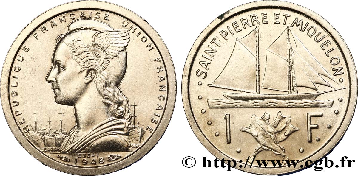 SAINT PIERRE AND MIQUELON 1 Franc ESSAI 1948 Paris MS 