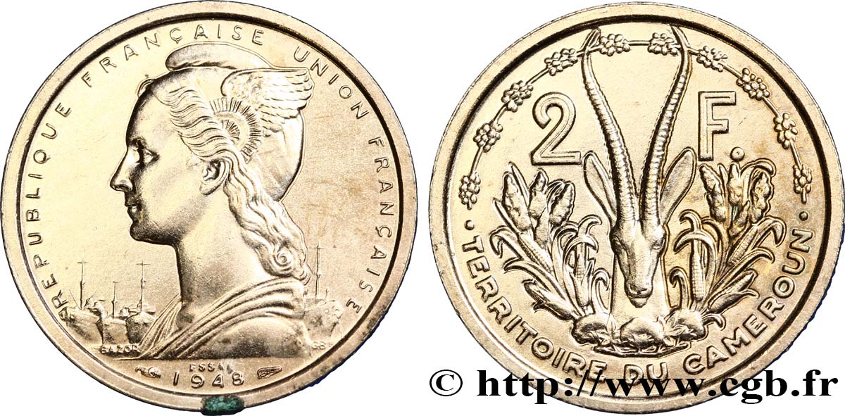 CAMERUN - UNION FRANCESA Essai de 2 Francs 1948 Paris MS 