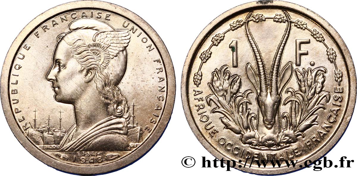 AFRICA OCCIDENTALE FRANCESE - UNION FRANCESA Essai de 1 Franc 1948 Paris MS 