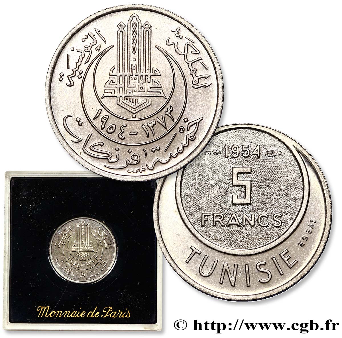 TúNEZ Essai de 5 francs 1954 Paris FDC 