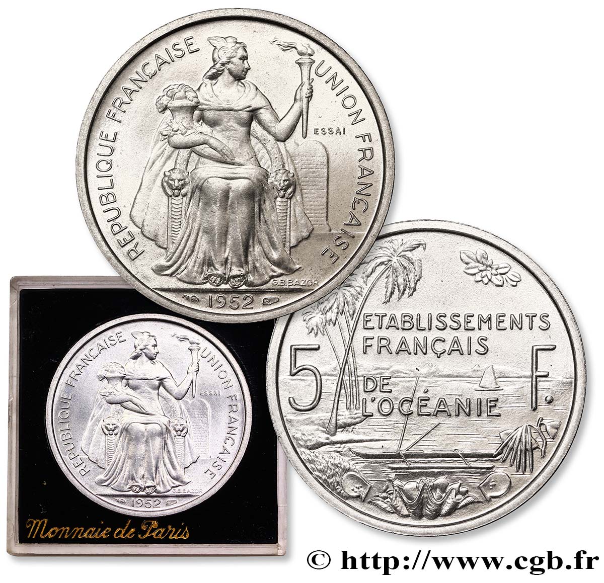FRENCH POLYNESIA - French Oceania Essai de 5 Francs 1952 Paris MS 