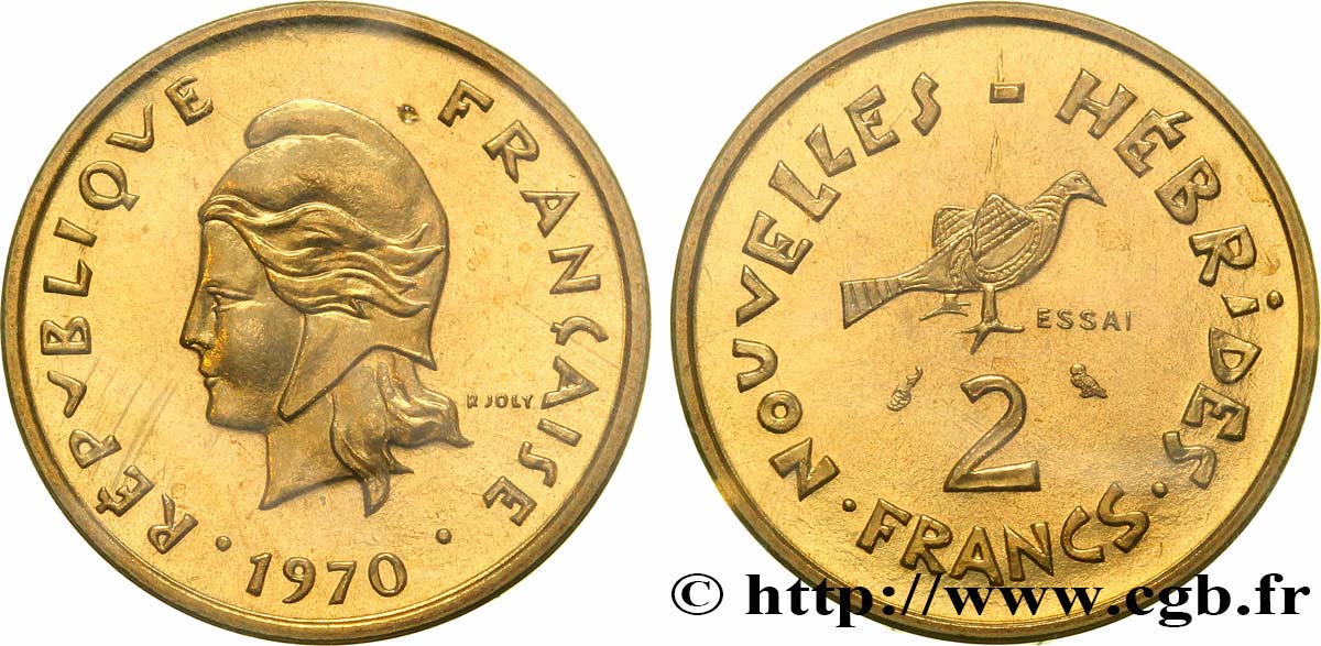 NOUVELLES HÉBRIDES (VANUATU depuis 1980) Essai de 2 Francs 1970 Paris FDC70 