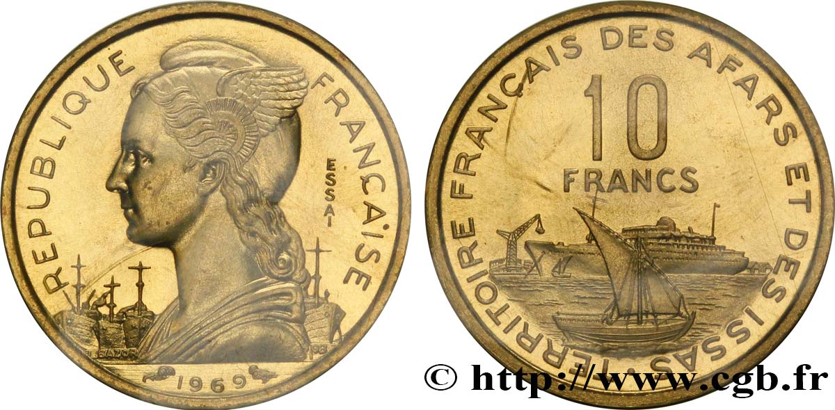 DJIBOUTI - French Territory of the Afars and the Issas  Essai 10 Francs 1969 Paris MS 