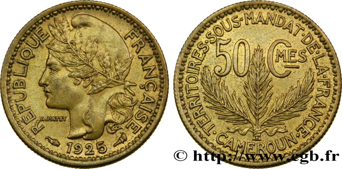 KAMERUN - FRANZÖSISCHE MANDAT 50 Centimes 1925 Paris VZ+ 